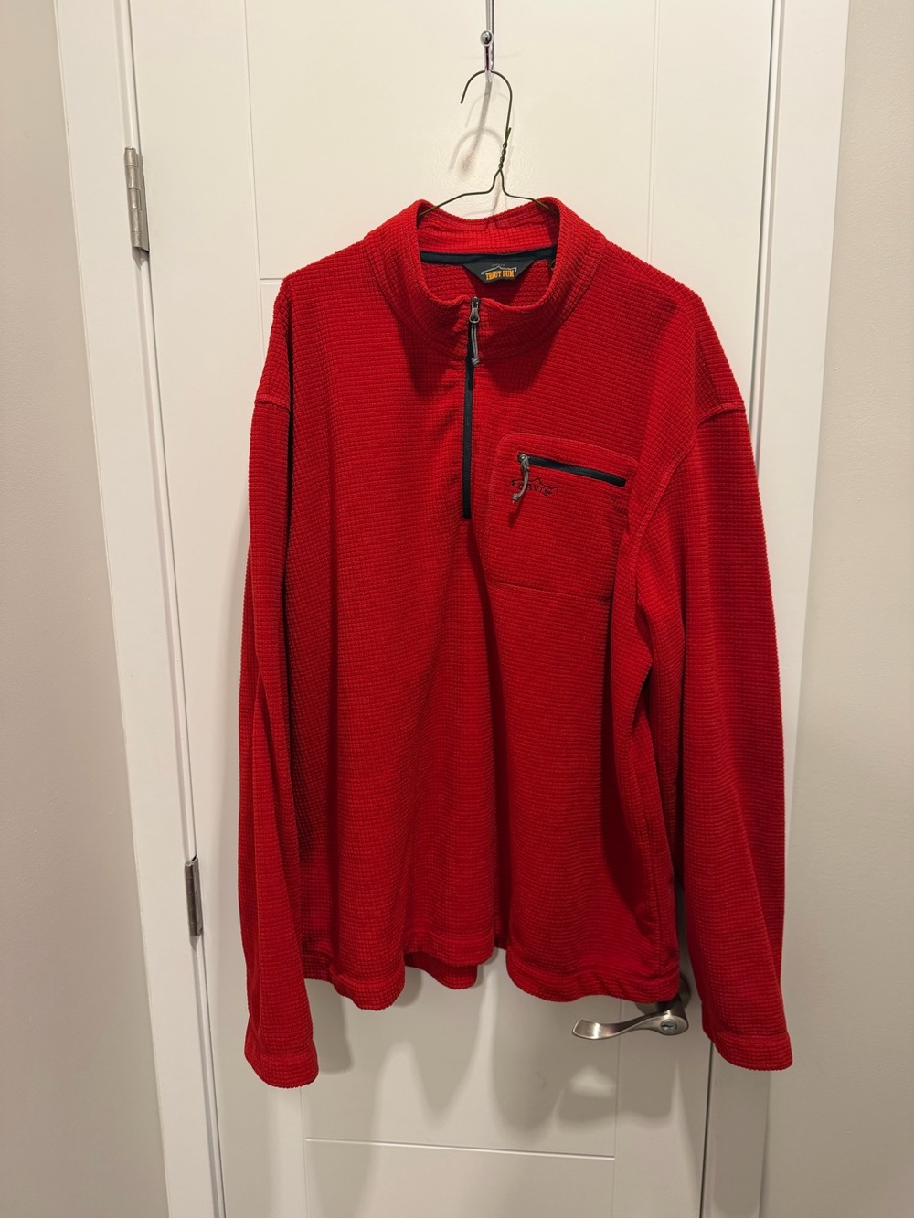 Orvis Red Waffle Knit Quarter-Zip Pullover